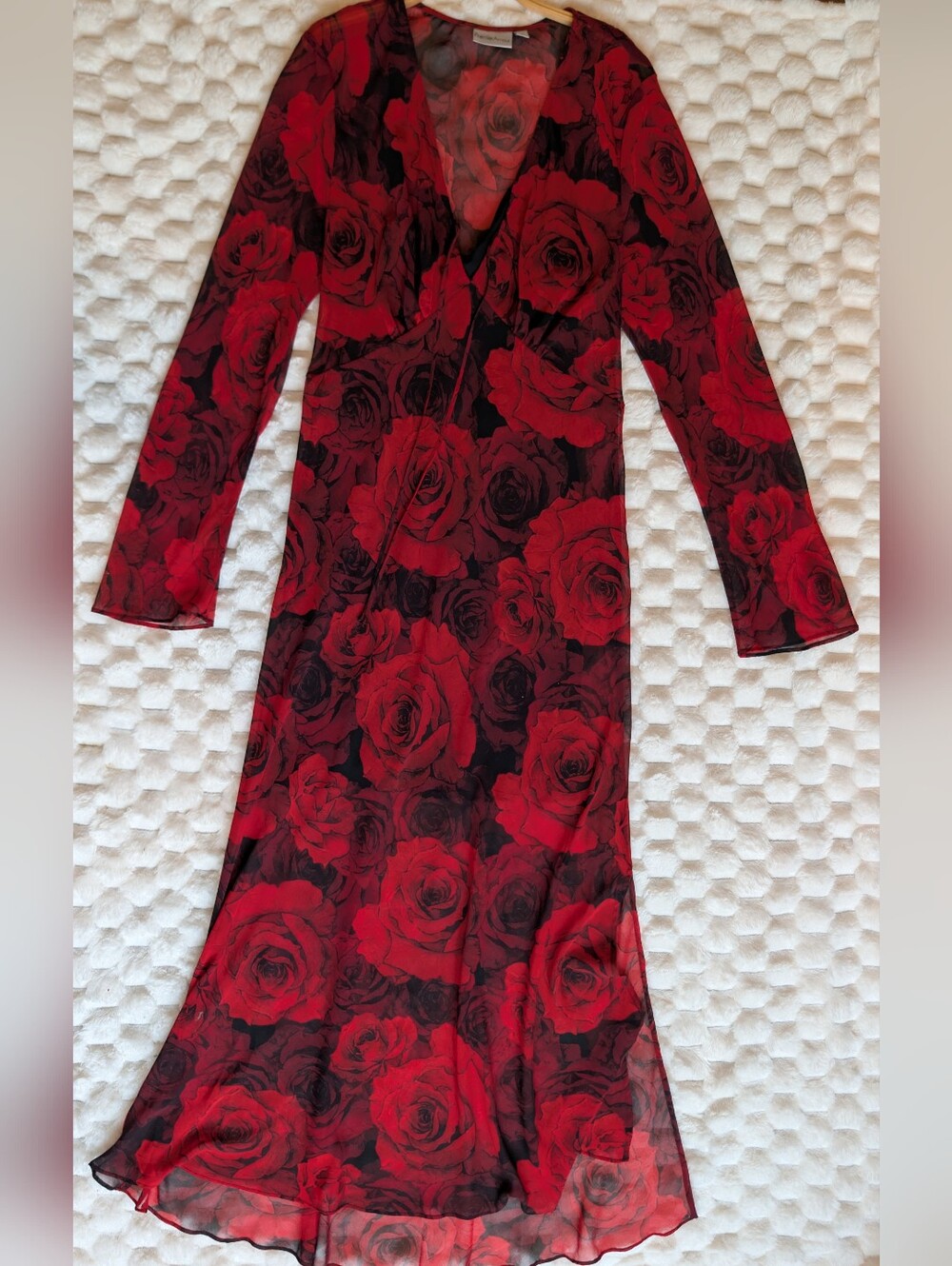 Vampy Whimsigoth Red Rose Maxi Dress Size 14 Romantic Goth